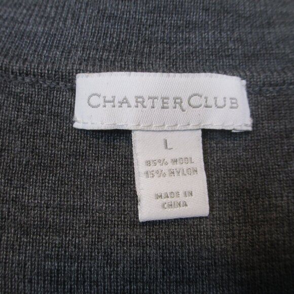 Women’s Charter Club Gray Wool Blend Button Up Cardigan Sweater Size Large - Picture 4 of 7